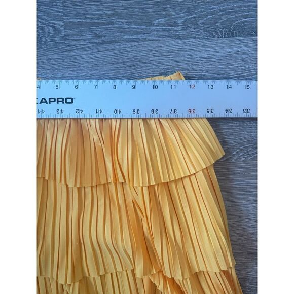 Zara EUC Pleated Mustard Yellow Mini Skirt Size S Tiered - Picture 9 of 10